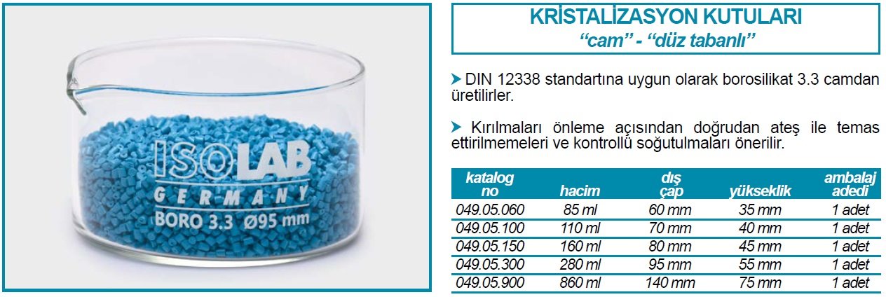 kristalizasyon kutusu İSOLAB